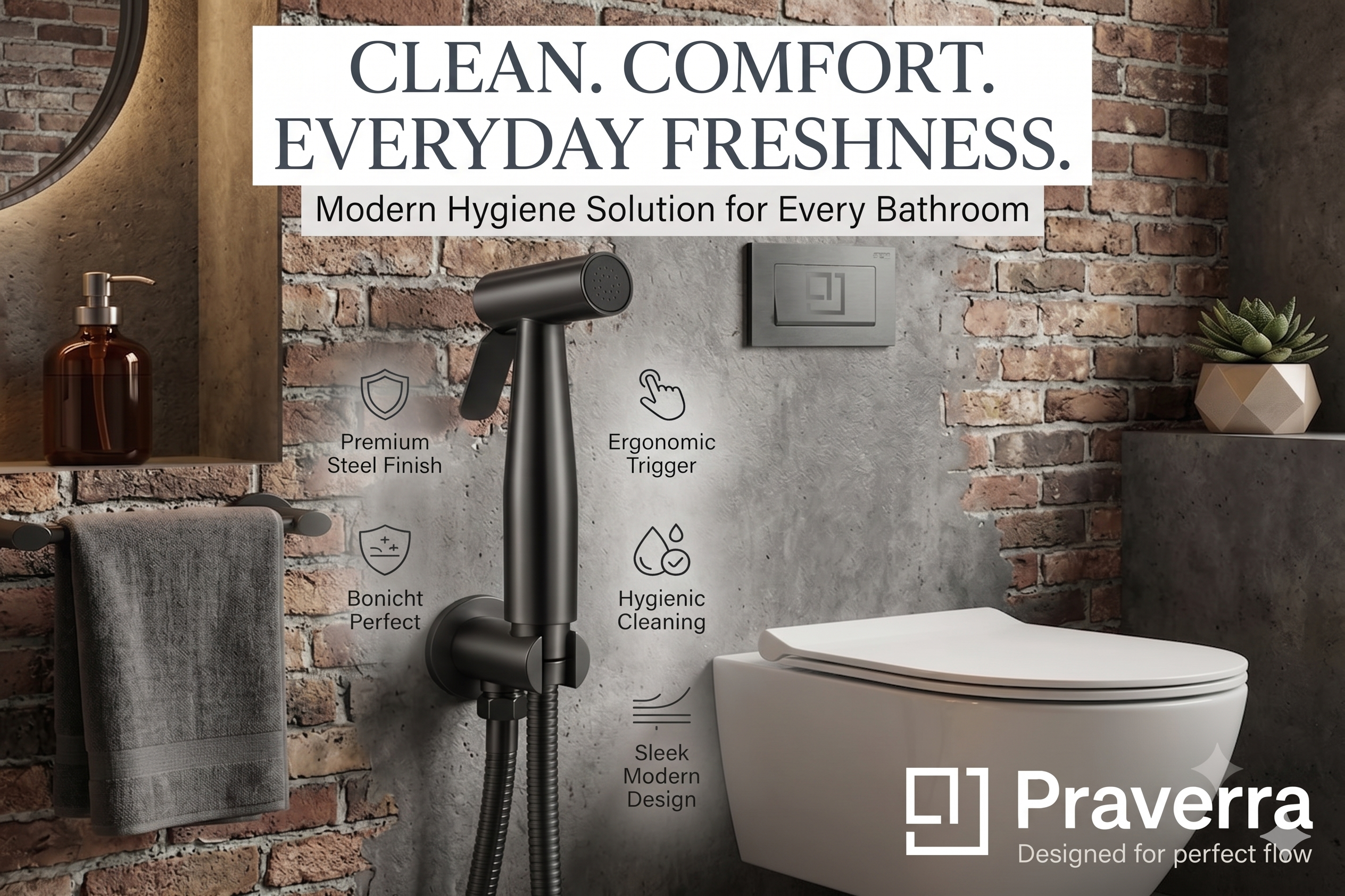Praverra SS Health Faucet Black view 2
